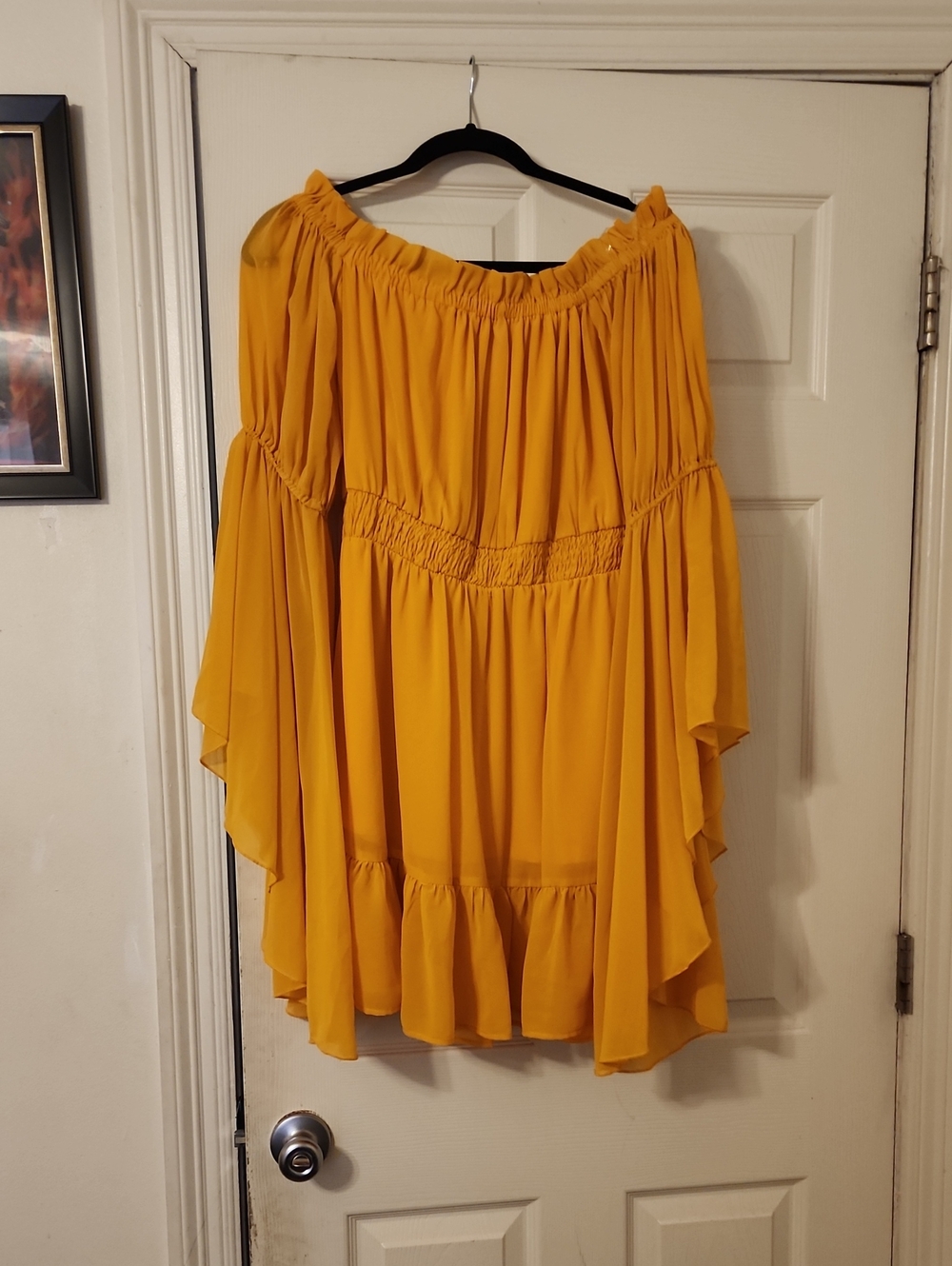 Truth Mustard Yellow Off-Shoulder Mini Skirt